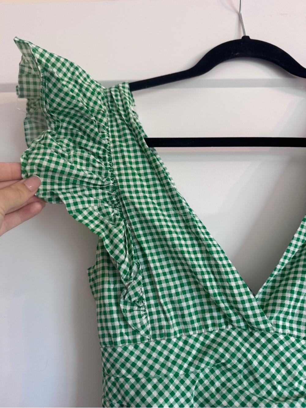 Women’s Green Gingham One-Piece Romper- Vestique Day + Moon